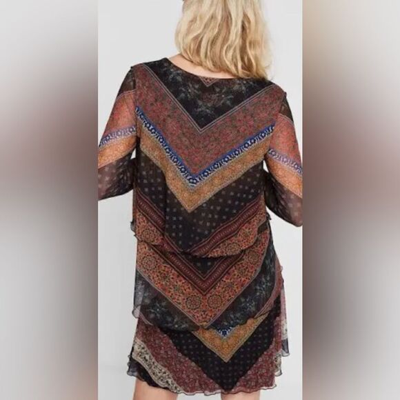 Desigual bohemian mini dress with sheer ruffles  XL - Picture 11 of 11